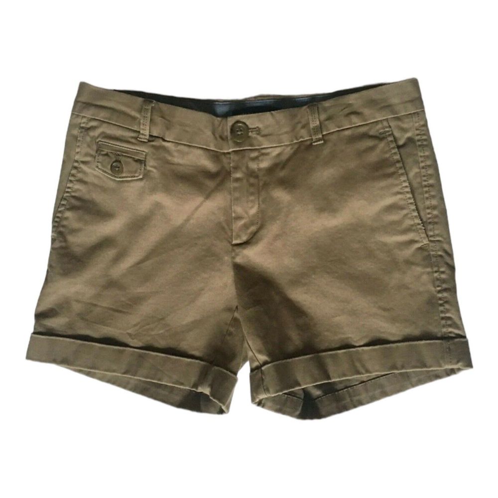 Banana Republic Womens Stretch Rublo Taupe Brown Cuffed Shorts Sz 2 Cotton Blend